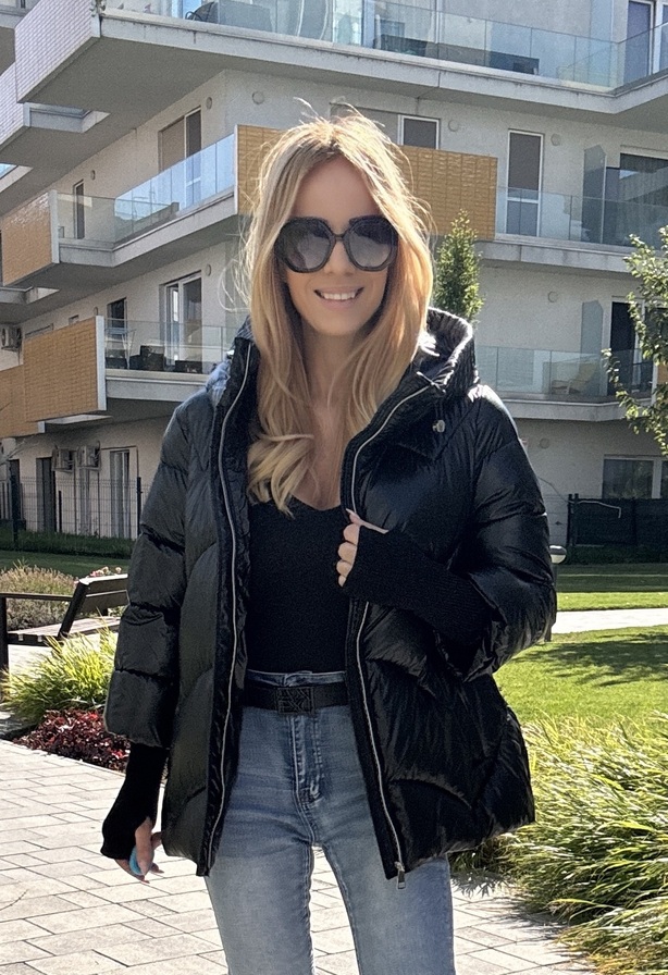 Csilla kabát gyöngyház fekete – Innova Fashion